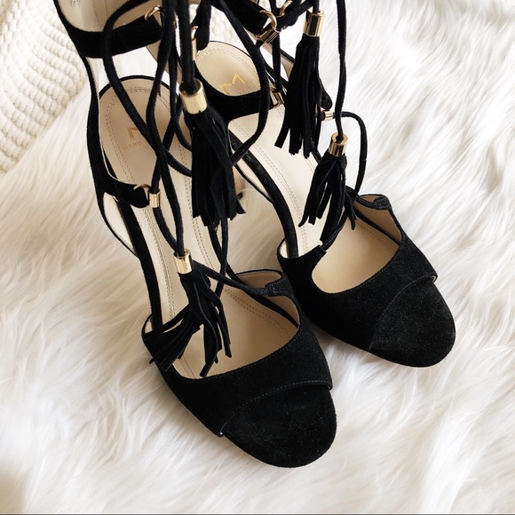 Suede lace up tassel sandals - Picture 2 of 5